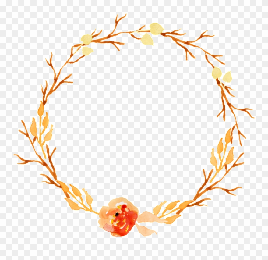 Literary Vintage Orange Flowers Hand Drawn Garland - Illustration Clipart