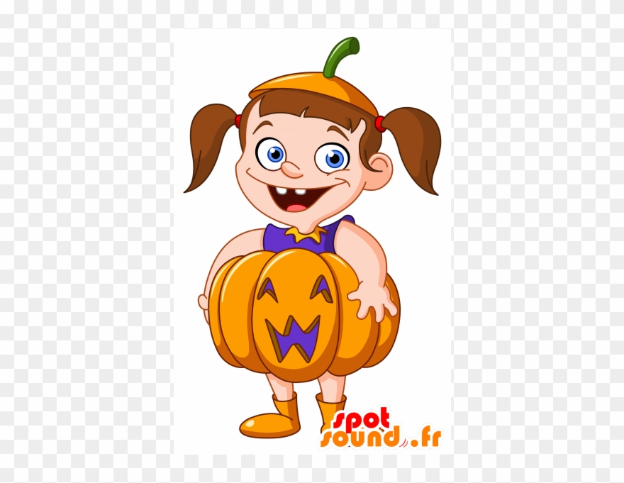 Mascotte Girl Disguised As A Pumpkin - Akkuma New Spotsound Masot Yuru-chara Purple Teddy Clipart