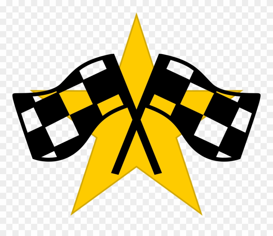 Star And Checkered Flags - Yellow And Black Checkered Flags Clipart
