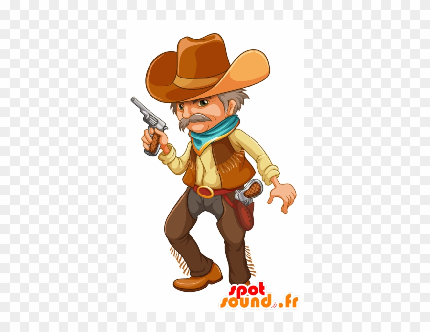 Cowboy Mascot Mustache In Traditional Dress - Cowboy Png Gif Clipart