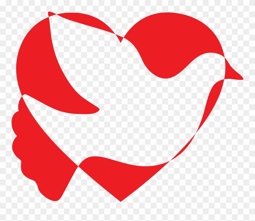 Free Clipart Of A Silhouetted Dove Of Peace And Heart - Png Download