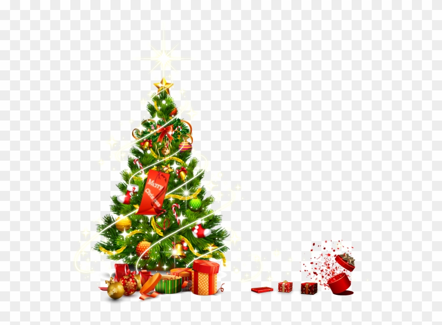 Christmas Tree Vector - Christmas Tree Lights Png Clipart