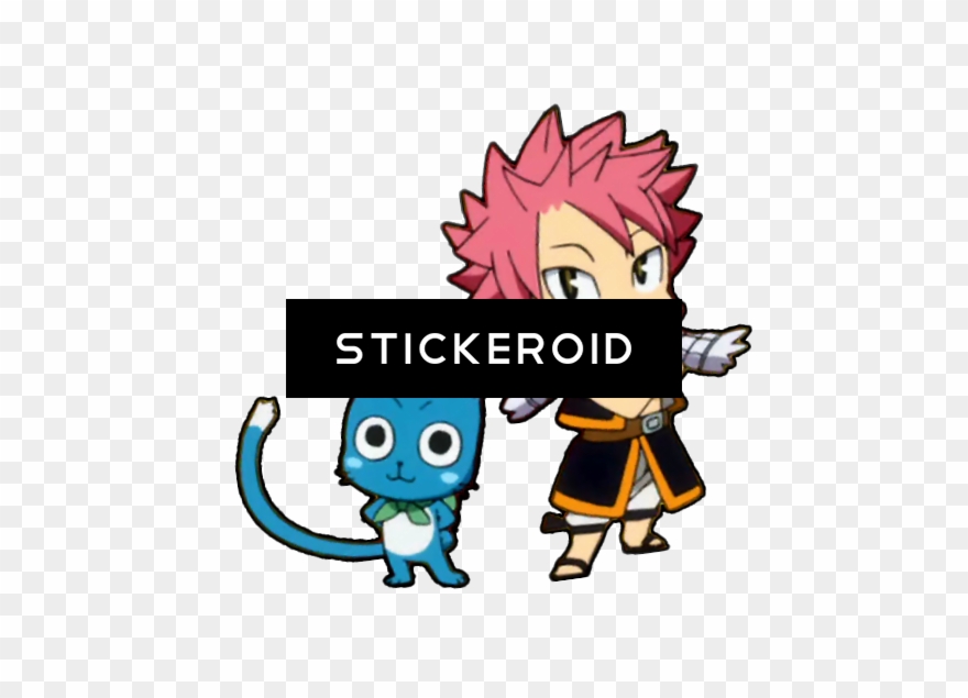 Fairy Tail Anime - Natsu And Happy Chibi Clipart