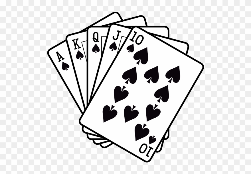 Royal Flush Black And White Clipart