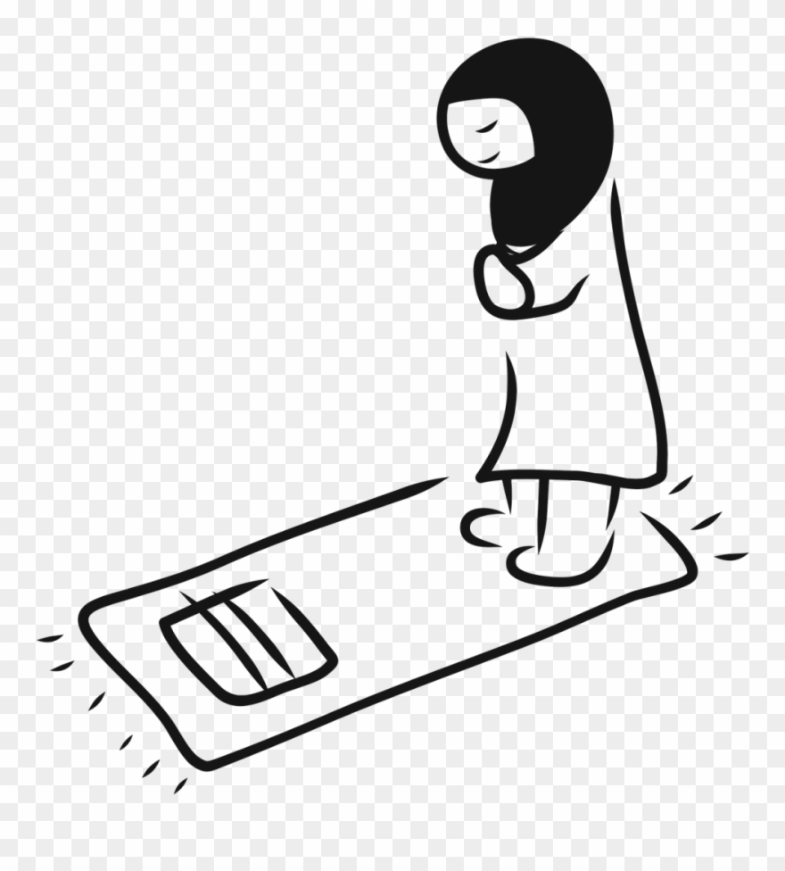 Are The Prayer Positions Different For Women Than Men - Muslim Praying Cartoon Black And White Clipart