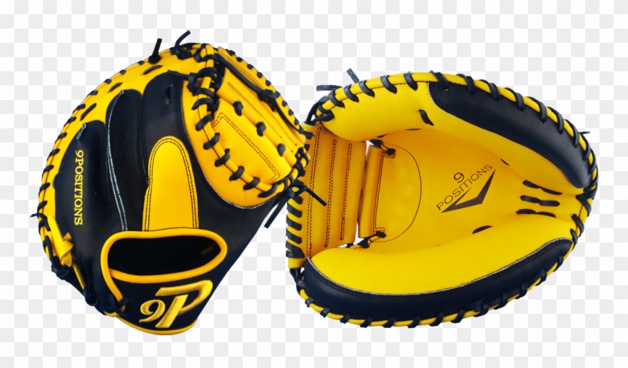 9positions Pro Line Catcher's Mitt - Black And Yellow Catchers Gear Clipart