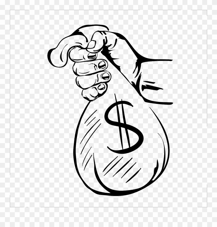 Clip Art Transparent Bag Clip Art Hands Holding - Sketch Of Hand Holding Money - Png Download