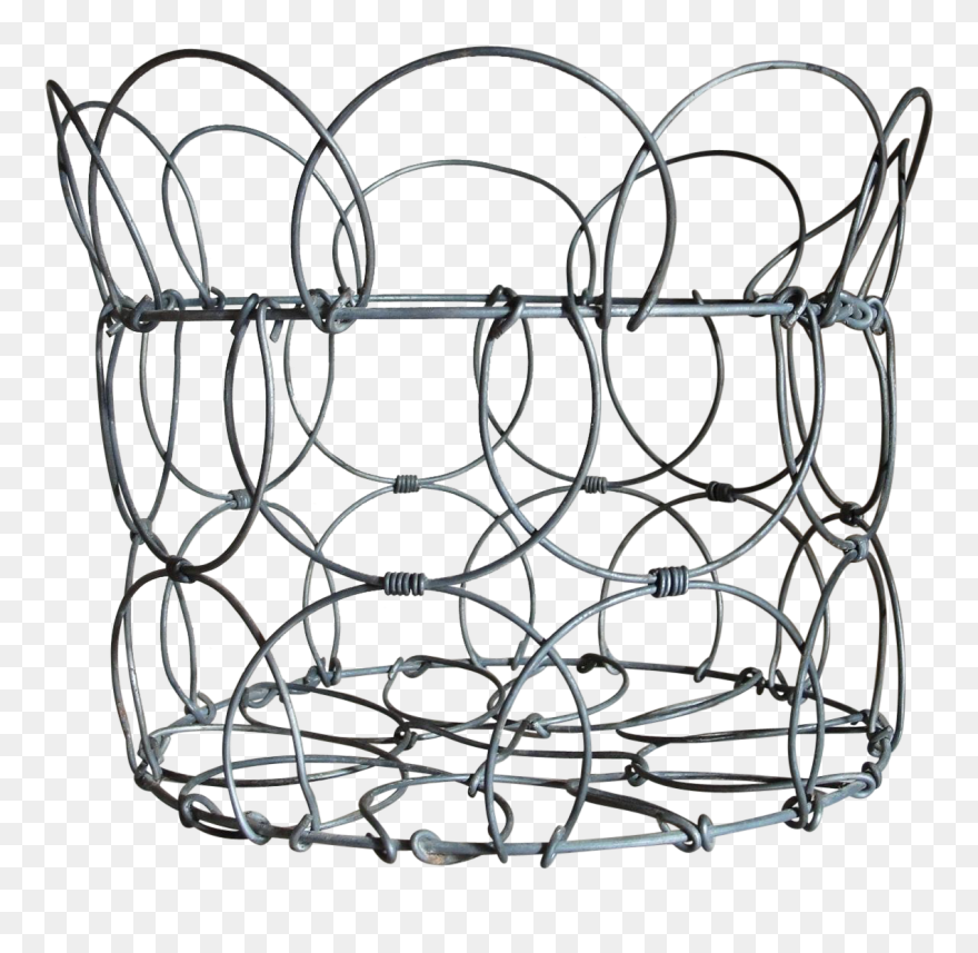 Vintage Wire Collapsible Egg Basket From Rubylane Sold - Fence Clipart