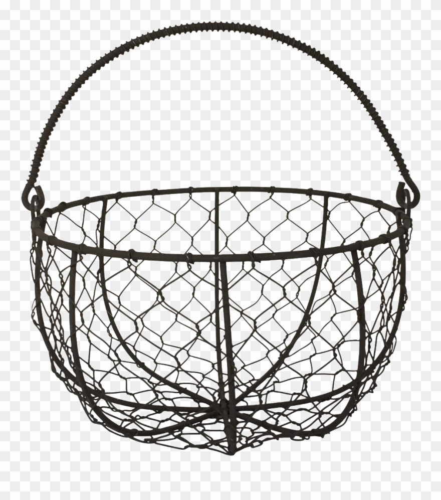 Rustic Wire Egg Basket With Handle - Streetball Clipart