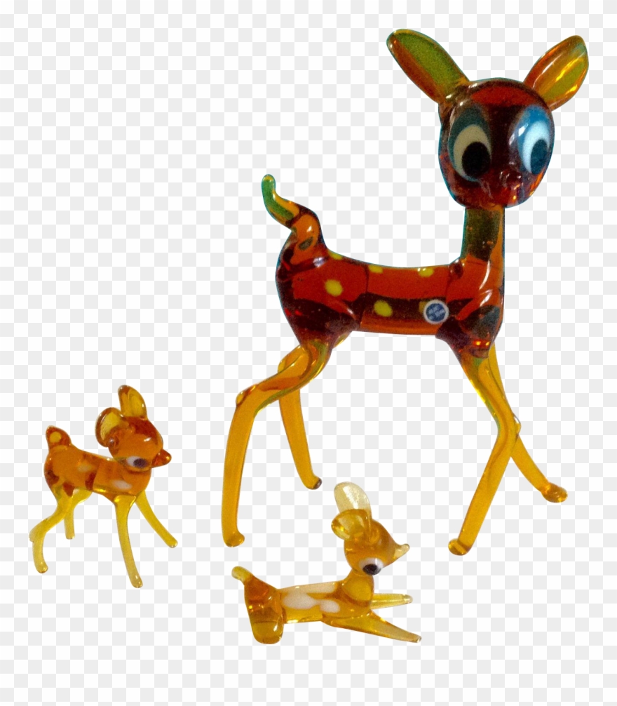 Japan Glass Figurines Bambi Deer Big Eyed Mid Century - Ruby Lane Deer Transparent Clipart