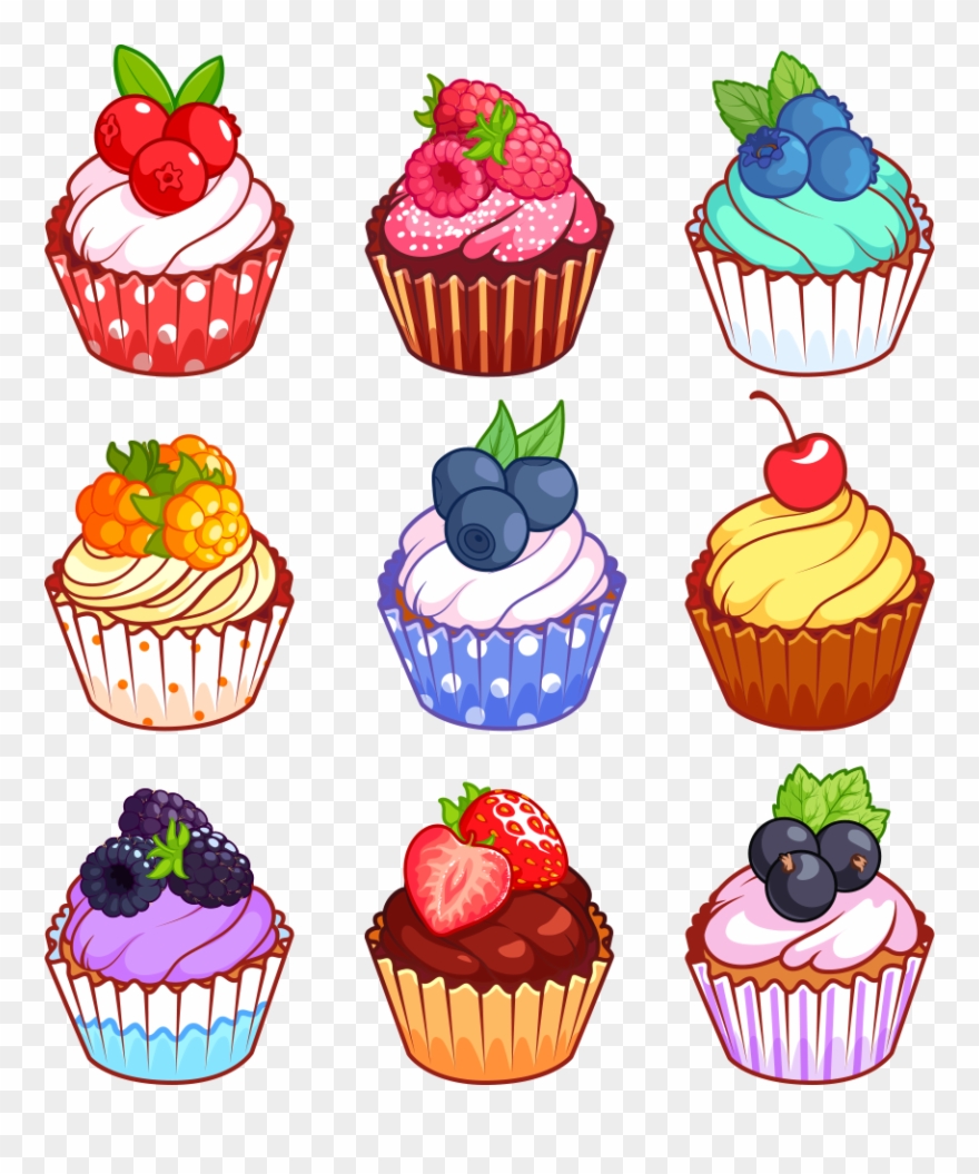Cupcake Sticker - Cake Vector Clipart