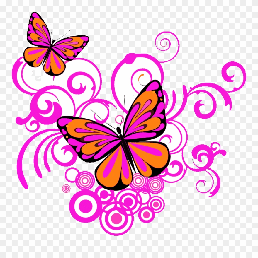 Butterfly Corner Designs Png Clipart Clip Art - Pink Butterfly Border Png Transparent Png