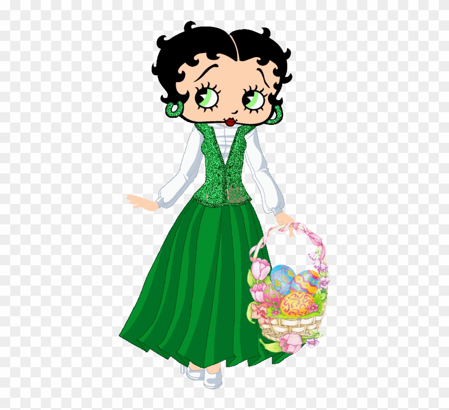Betty Boop Easter Basket - Betty Boop Green Dress Clipart