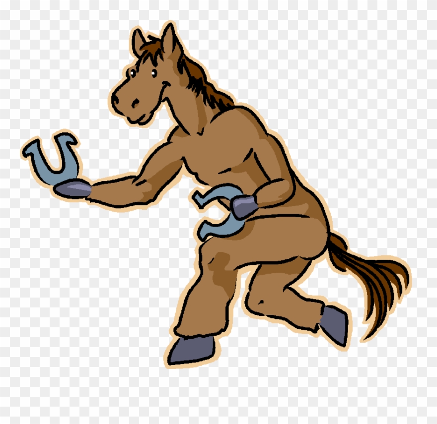 Clothesline Art - Horse Throwing A Horseshoe Clipart