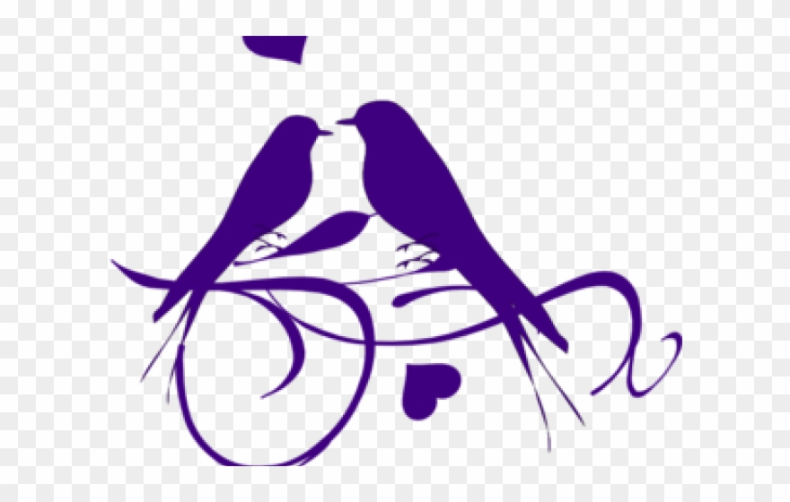 Love Clipart Purple - Clip Art Love Birds - Png Download