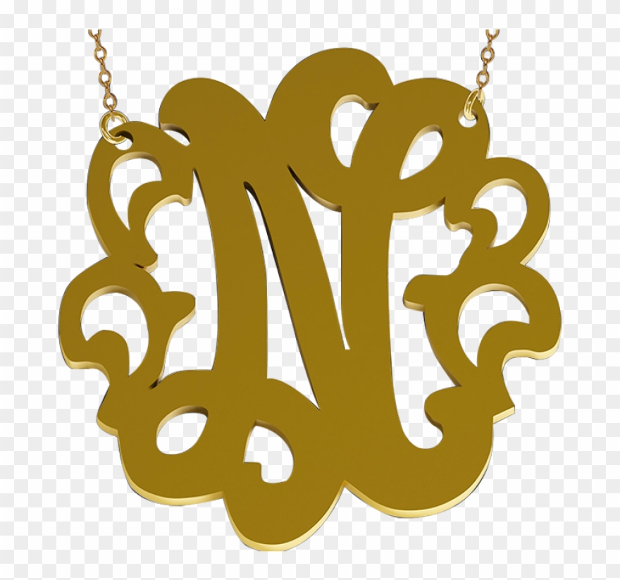 Monogrammed Initial Charms Necklace Opinj01n - Calligraphy Clipart