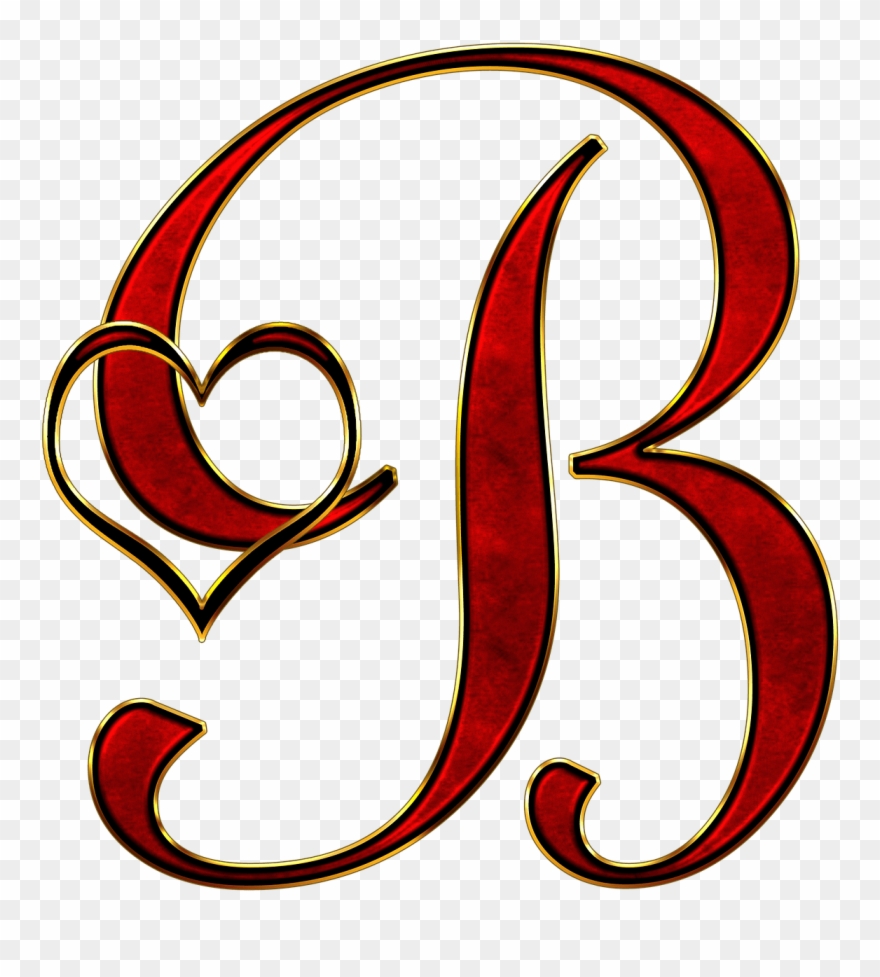 Valentine Capital Letter B - Elegantes Mit Monogramm Goldrote Schwarzer Runder Aufkleber Clipart