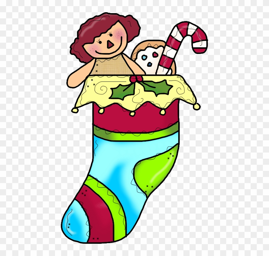 Primitive Christmas Stocking - Christmas Stocking Clipart