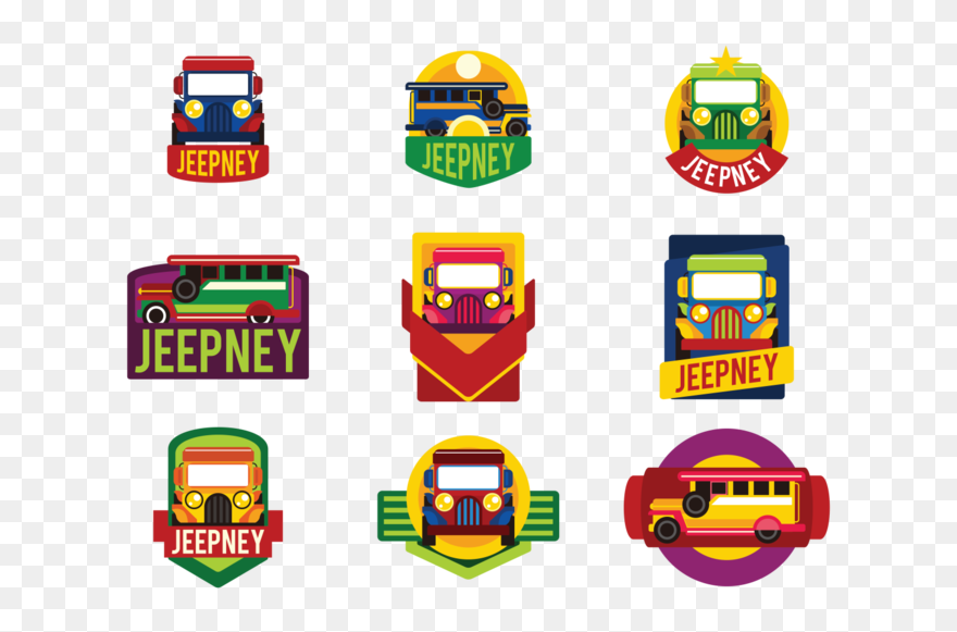 Jeepney Labels Vector - Jeepney Front View Vector Clipart