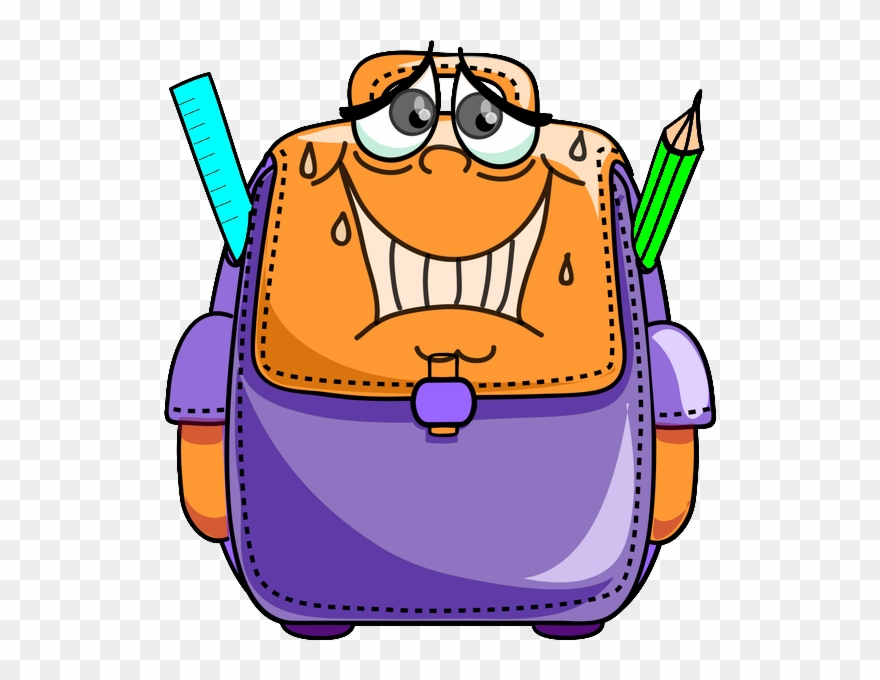 Gi Cartable Violet Et Orange En Sueur - Émoticones Écolier Clipart