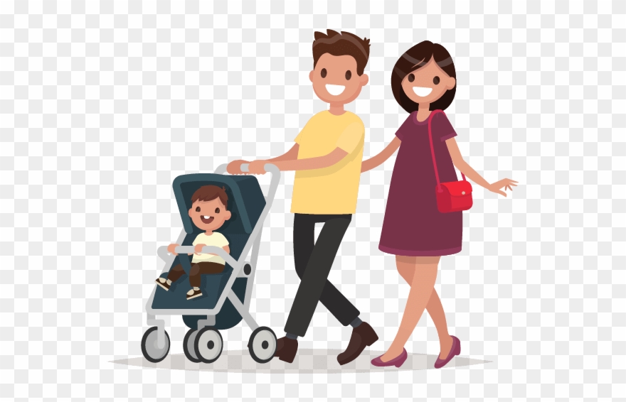 People With Children - Parent And Child Walking Clipart - Png Download