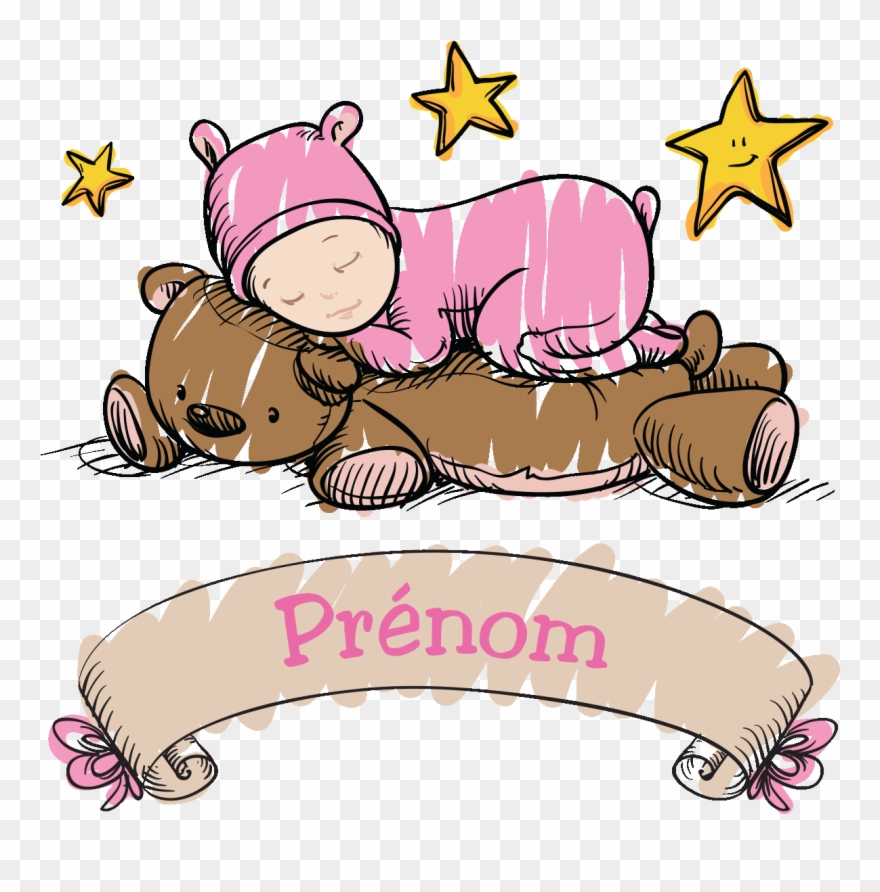 Sticker Prenom Personnalise Bebe Fait Dodo Sur Sa Peluche - Sticker Prénom Personnalisable Bébé Fait Dodo Clipart