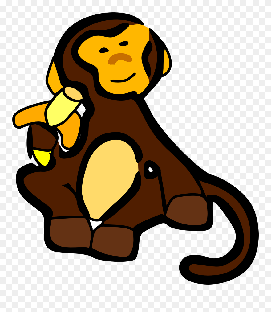 Cartoon Monkey Eating Banana Clipart