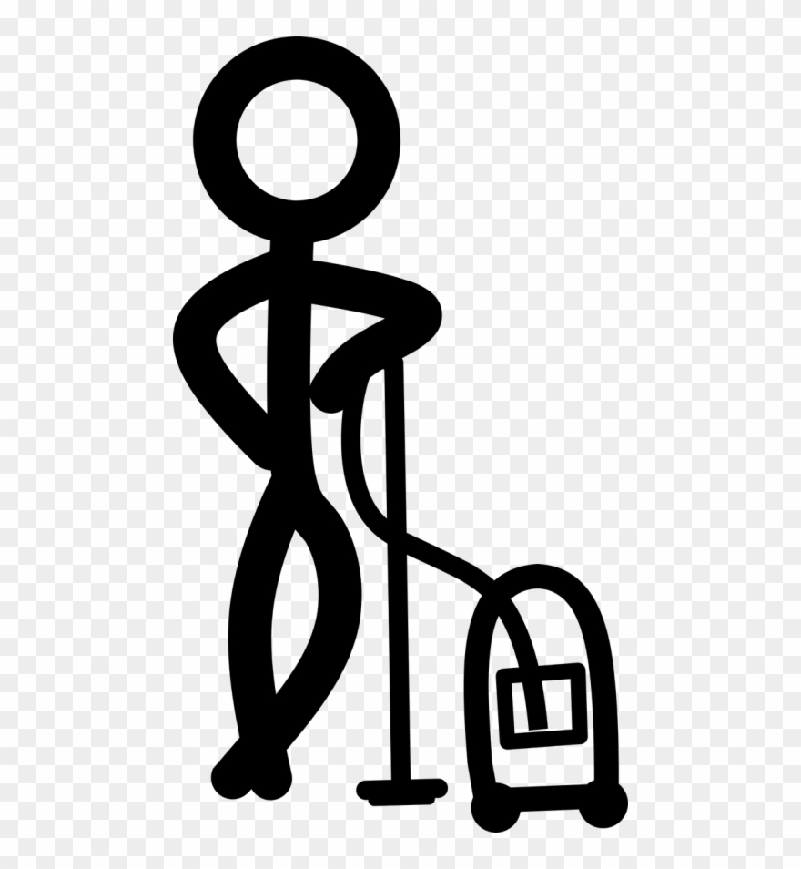 Man,dust,housework - Markenlos Stick Man Spaß Reiniger Geburtstag Abzeichen Clipart