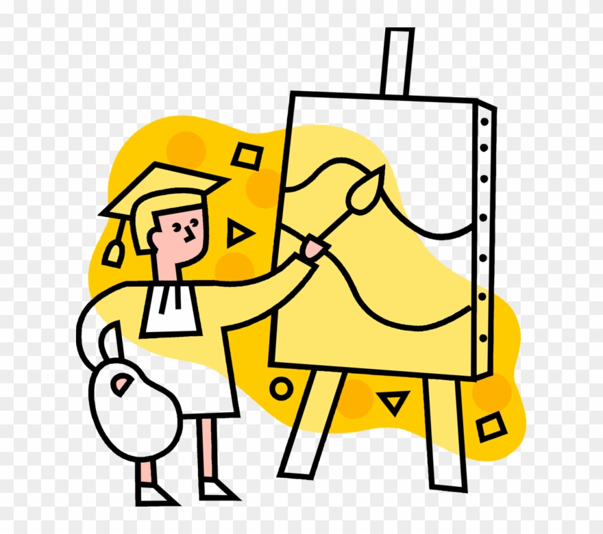 Arts Graduate Artist Paints Vector Image Illustration - Visual Arts Clipart