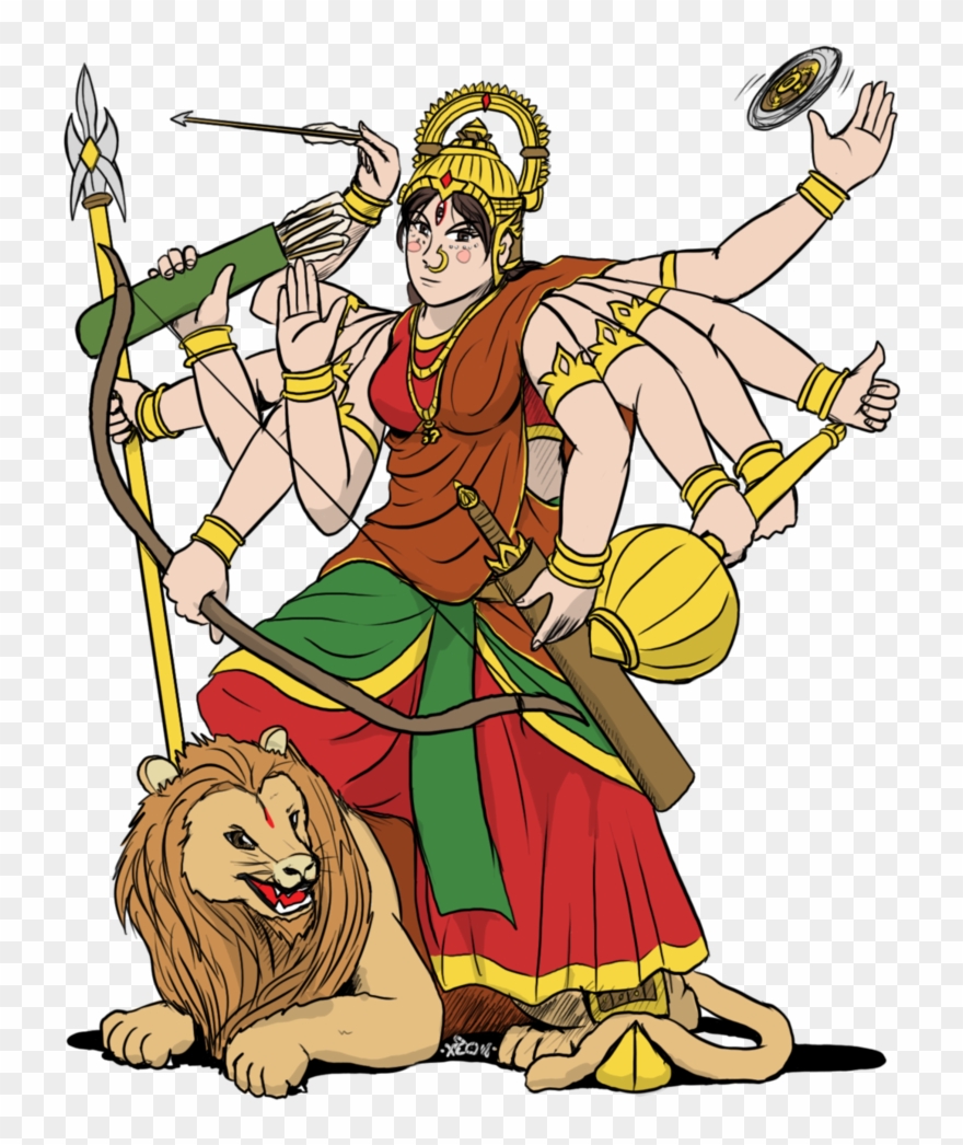 Kali Drawing Maa Clip Art Royalty Free Download - Cartoon Maa Durga Drawing - Png Download