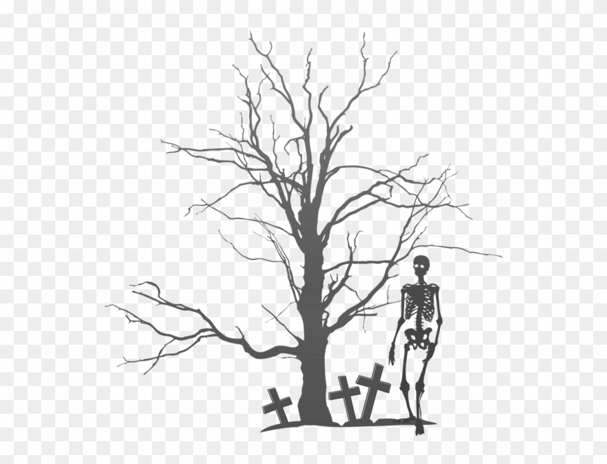 0, - Black Tree Halloween Png Clipart