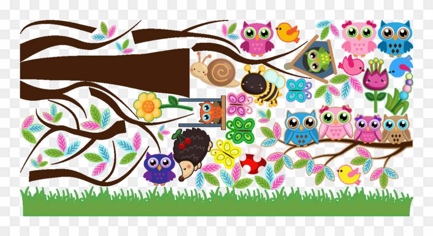 Sticker Hiboux Dans Leur Monde Doux Ambiance Sticker Clipart