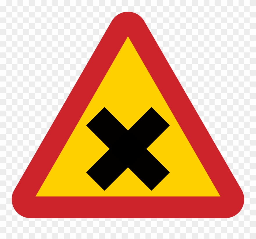Sweden Road Sign A28 - Vaarallinen Risteys Liikennemerkki Clipart