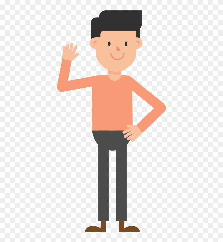 Open - Black Man Waving Cartoon Clipart