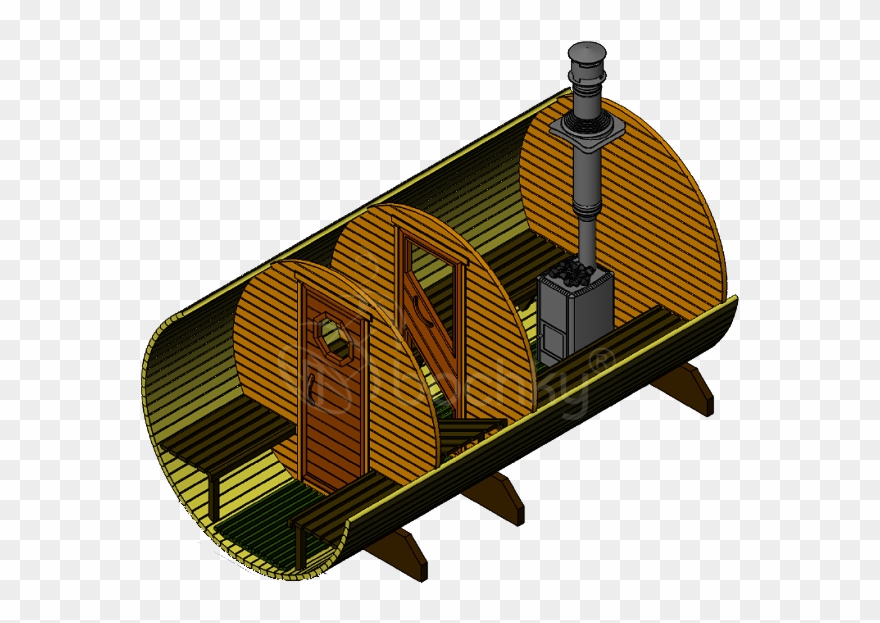 Barrel Sauna Standart With Porch - Sauna Barrel 3 Sections Clipart