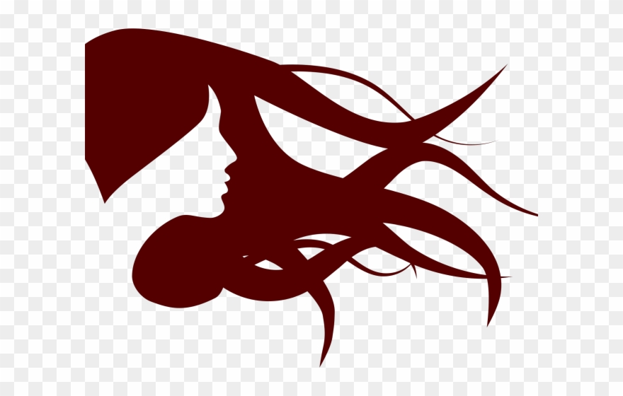 Red Hair Clipart Svg - Flowing Hair Clipart - Png Download