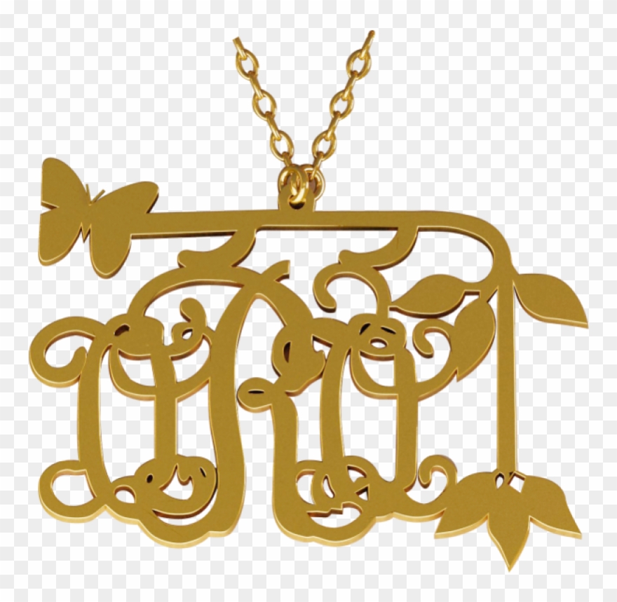 Victorian Style Personalized Monogram Name Initial - Necklace Clipart