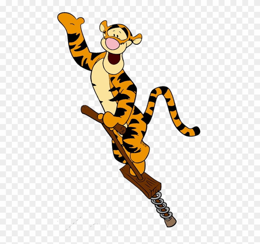 Bouncing - Tigger On A Pogo Stick Clipart