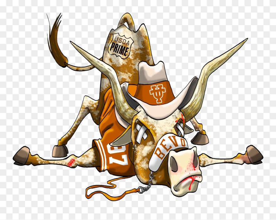 Defeated Texas Longhorn Mascot Cartoon Caricature Illustration - Ut Longhorn Cartoon Png Clipart