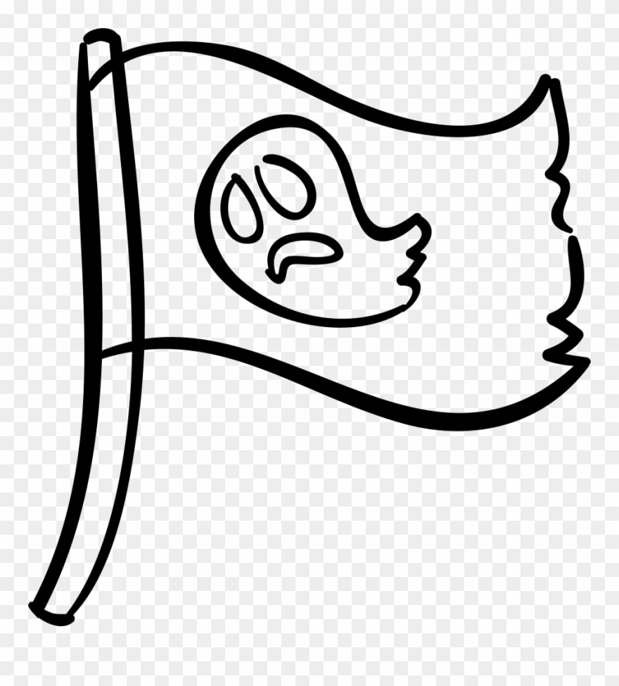 Ghost Flag Of Halloween Outline Comments - Ghost Flag Clipart