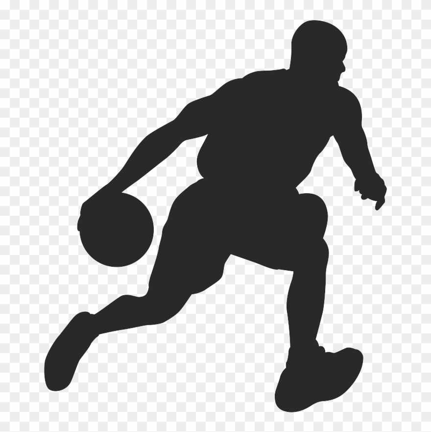 Basketball Player Silhouette Clipart North Dakota Fighting - Basketball Player Silhouette Dribbling - Png Download