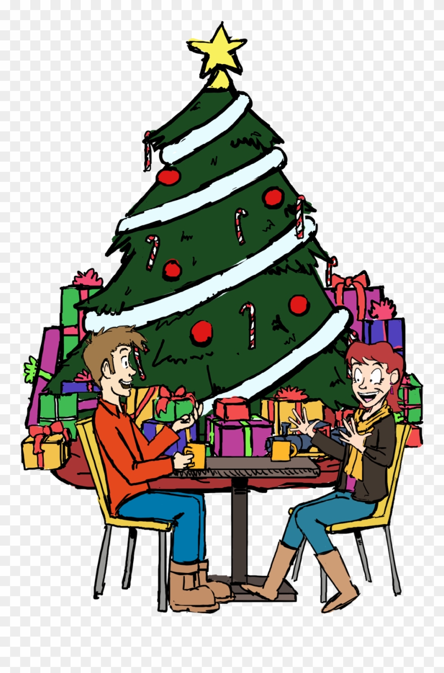 Christmastree And Cafe Seating - Christmas Tree Clipart