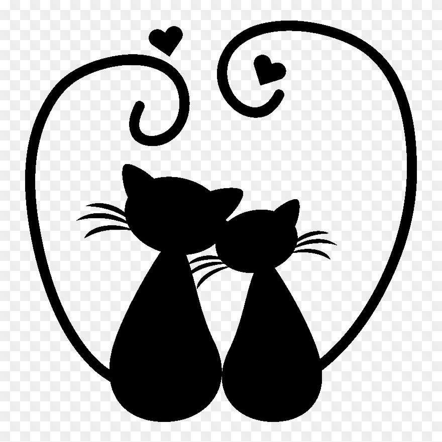 Sticker Couple De Chats Amoureux Ambiance Sticker Kc3415 - Happy Wedding Anniversary Cats Clipart