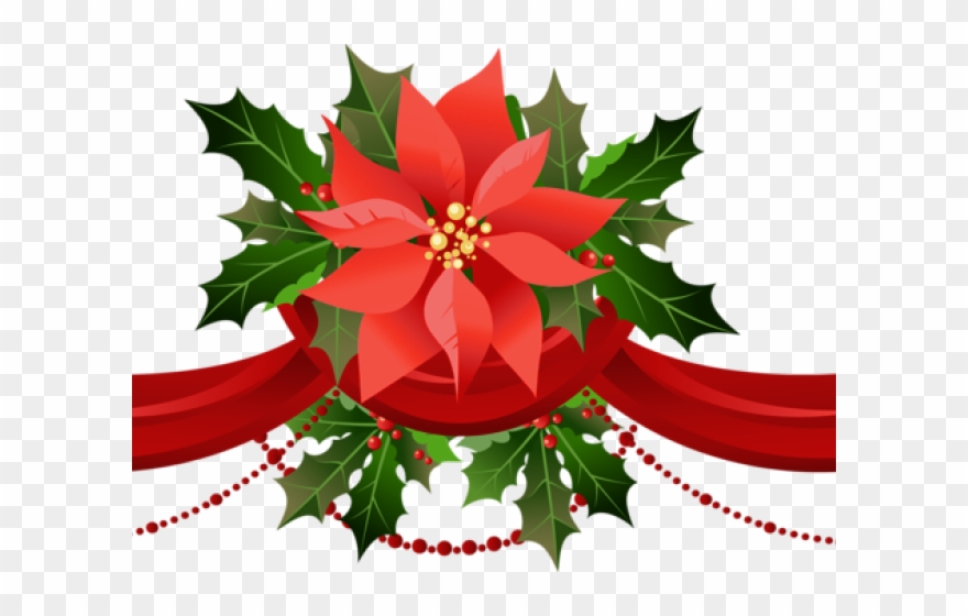 Garland Clipart - Poinsettia Garland Clip Art - Png Download