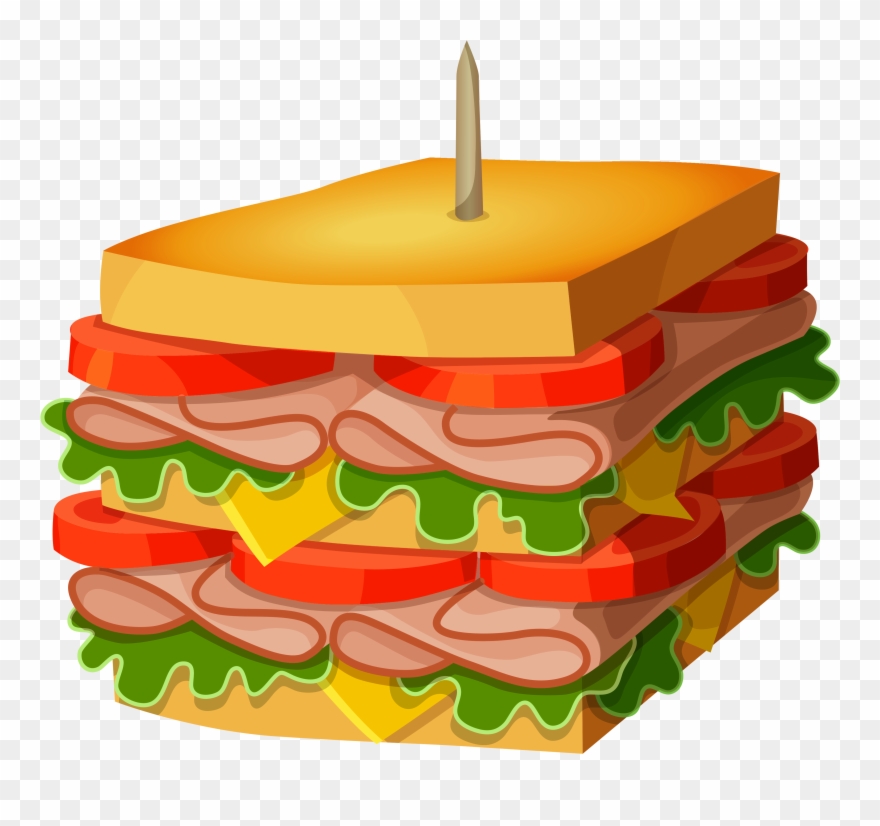 Huge Sandwich Png Vector Clipart Picture - Cartoon Food Transparent Background