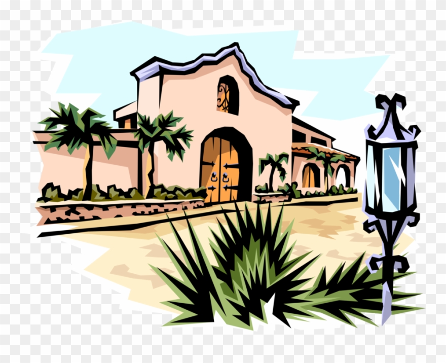 Vector Illustration Of Mexican Or Southwestern Style - California Missions Clip Art - Png Download