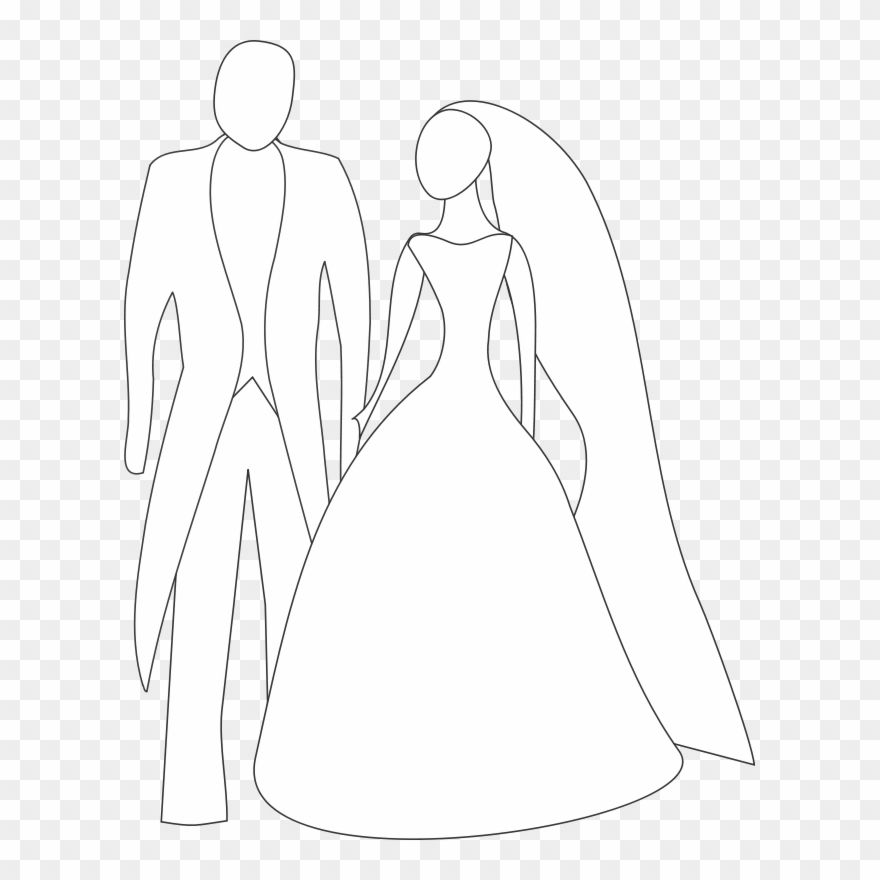 Bride And Groom Clip Art Download - Gelin Damat Resmi Çizme - Png Download