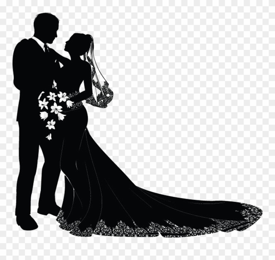 Wedding Invitation Bridegroom Clip Art - Wedding Couple Silhouette Png Transparent Png