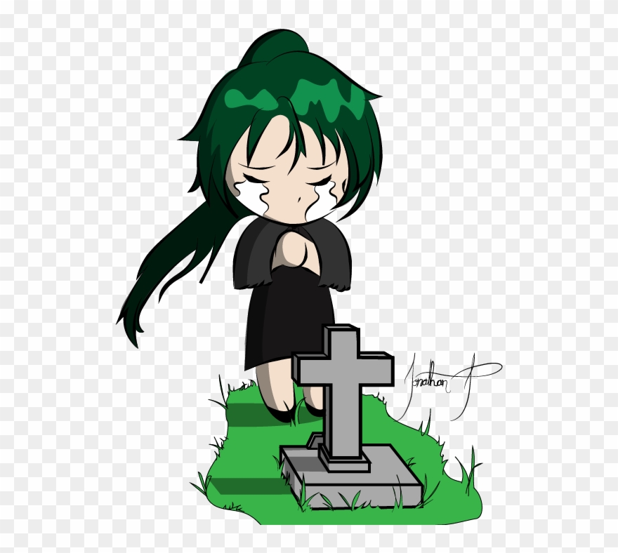 Crying Chibi Girl At A Gravestone By - Anime Girl Crying Chibi Clipart