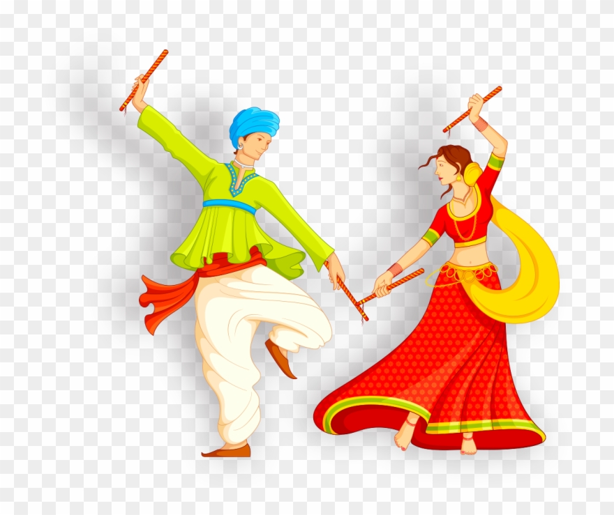 Online Wedding Invitation Video - Dandiya Vector Clipart